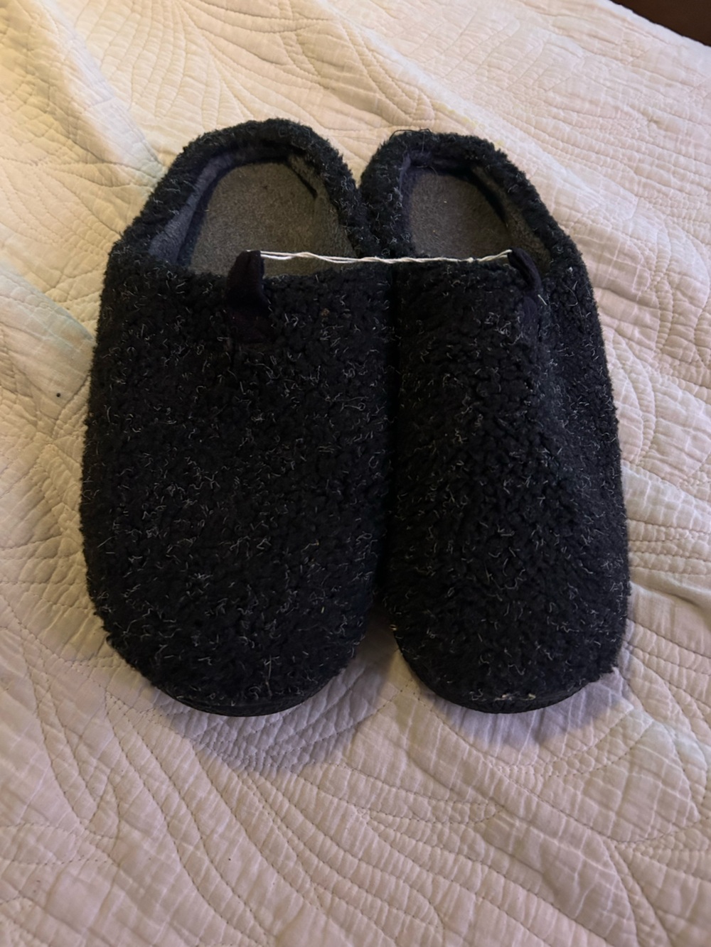 Cozy Black Fuzzy Slip-On Slippers